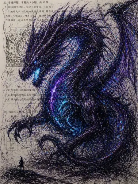 Doodle Dragon on Exam Paper sample image