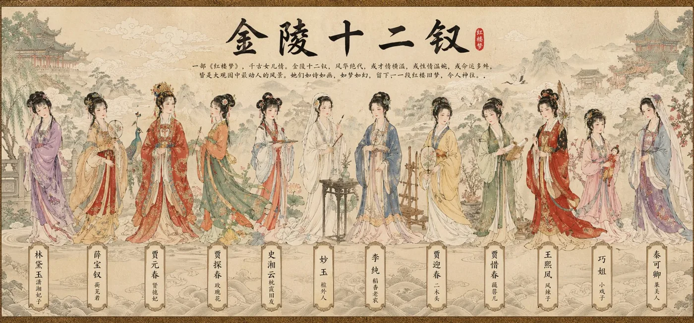 Traditional Gongbi Eight Immortals Scroll Illustration sample image