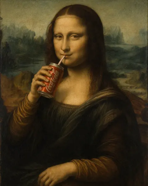 Fun Oil Painting of Mona Lisa Drinking Cola sample image