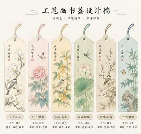 Exquisite Chinese Gongbi Bookmark Design sample image