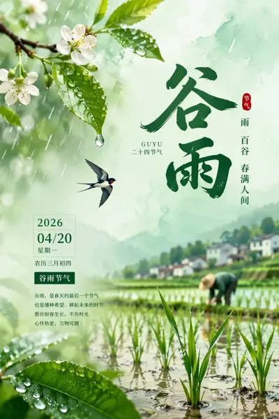 Aesthetic 2026 Guyu Solar Term Poster Design sample image