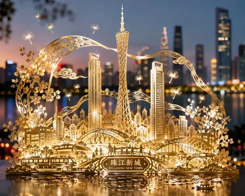Zhujiang New Town Paper-Cut Radiant Night Scene sample image
