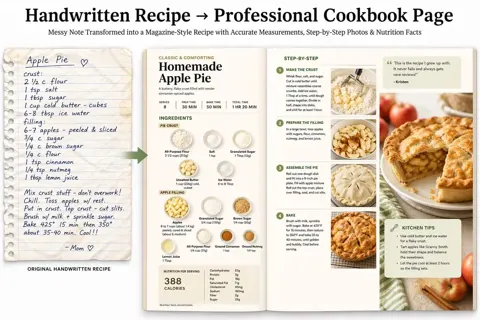 Handwritten Recipe Turned Magazine Spread sample image