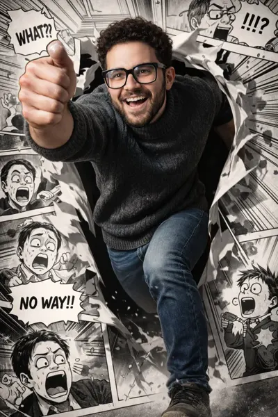 Realistic Comic Runner Breaking the Dimensional Wall sample image