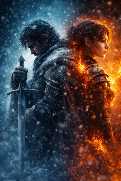 Ice and Fire Duo Back-to-Back Epic Movie Poster sample image
