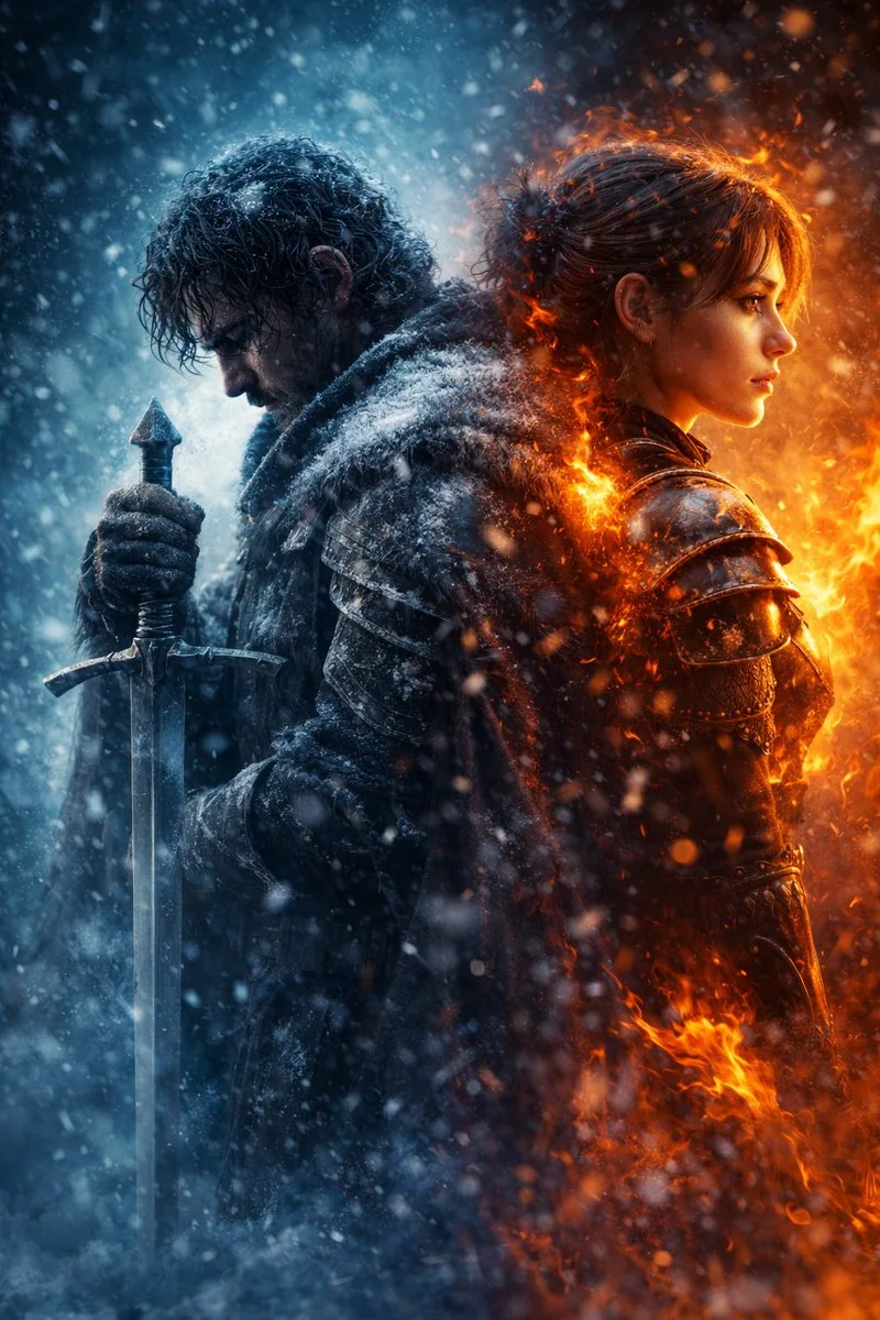 Ice and Fire Duo Back-to-Back Epic Movie Poster sample image