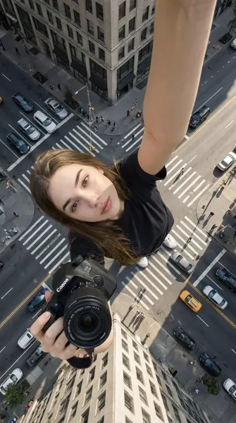Top-Down Giantess Cityscape Selfie sample image