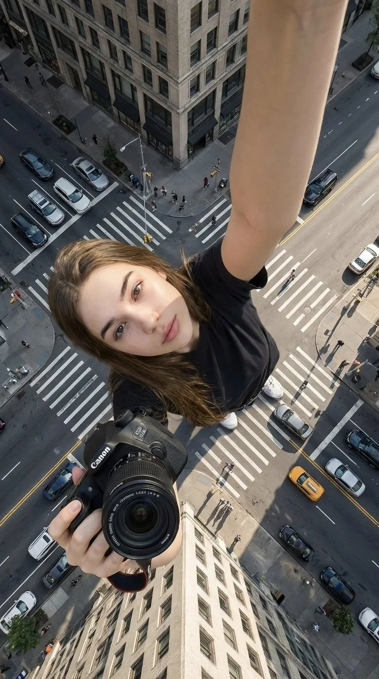 Top-Down Giantess Cityscape Selfie sample image