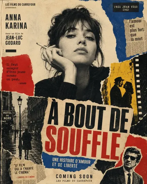 French New Wave Torn Paper Movie Poster sample image