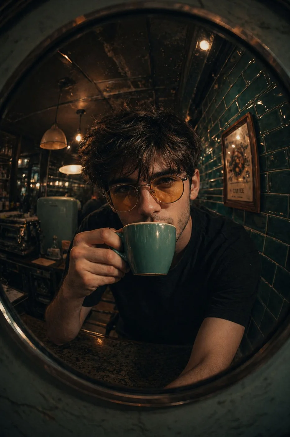 Fisheye Mirror Vintage Cafe Portrait sample image
