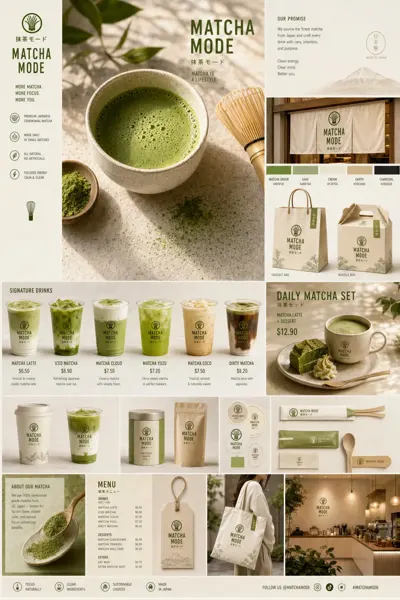 Matcha Brand Touchpoint System Visual Board sample image
