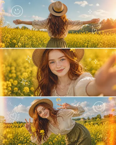 Spring Flower Field Triptych Vertical Photo Collage sample image