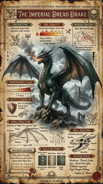 Dragon Species Vintage Encyclopedia Poster sample image