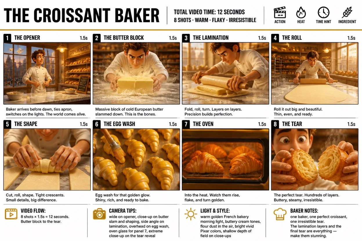 Croissant Baking Process Storyboard sample image