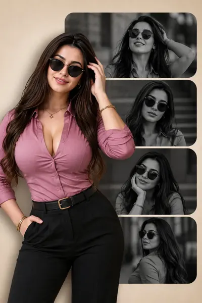 Black and White Fashion Portrait Collage Poster sample image
