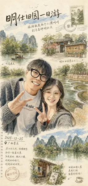 Travel Photo Ink Wash Postcard sample image
