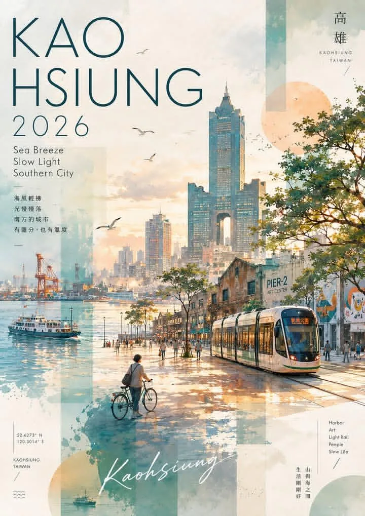 Kaohsiung Watercolor Collage Travel Poster sample image
