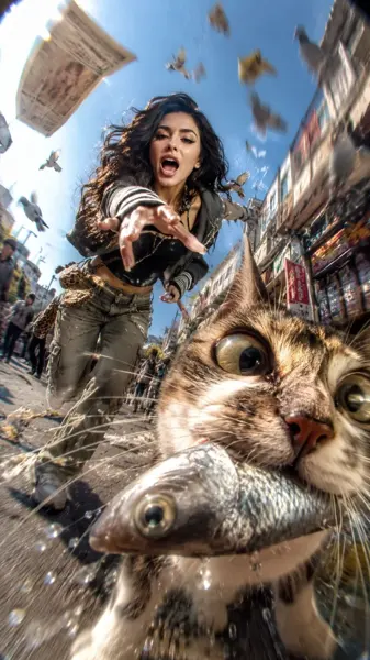 Fish Market Cat Chasing CCD Street Snapshot sample image