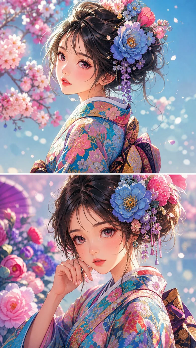 Kanzashi Kimono Anime Portrait sample image
