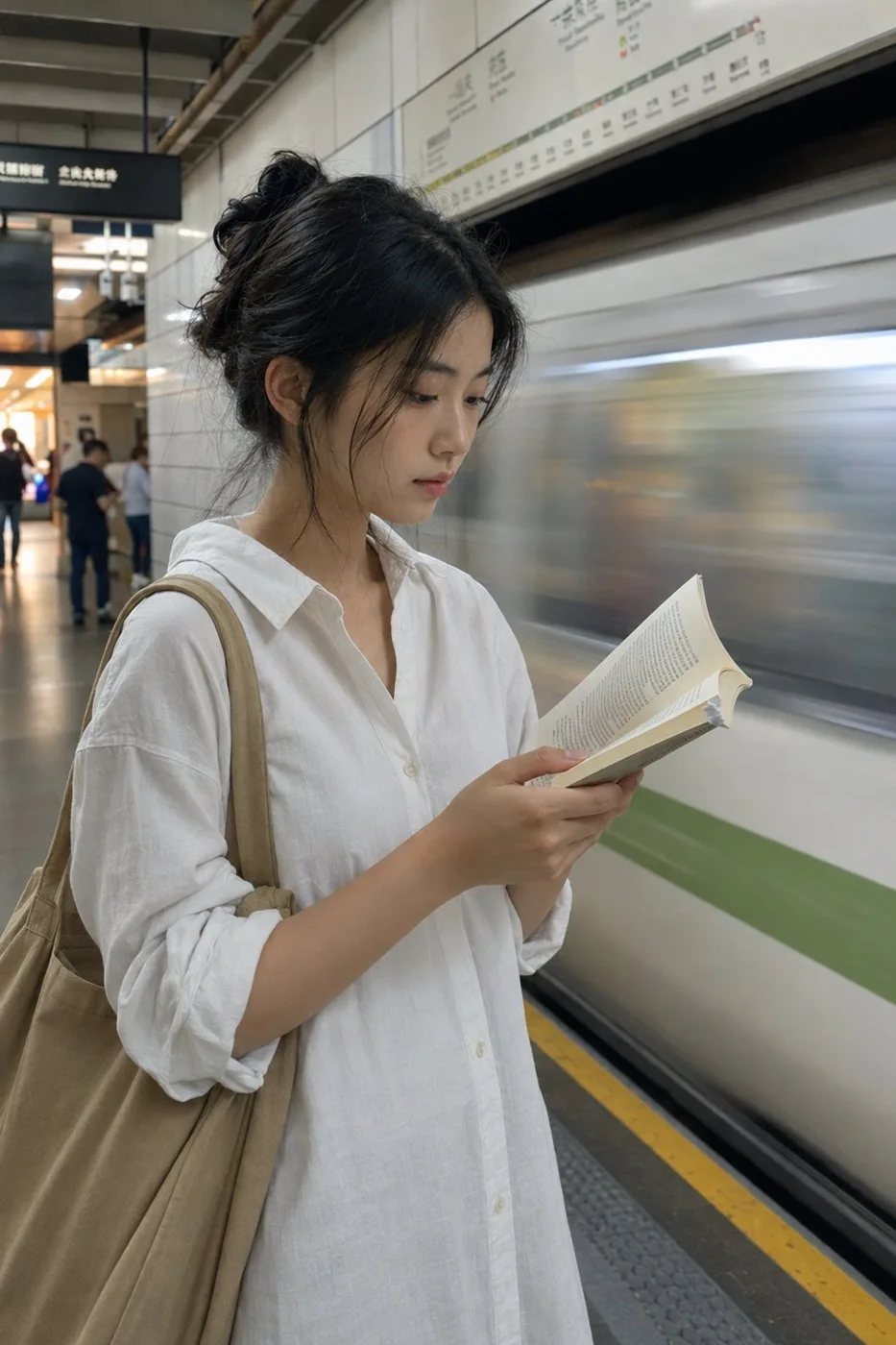 Morning Light on Shanghai Metro Platform sample image