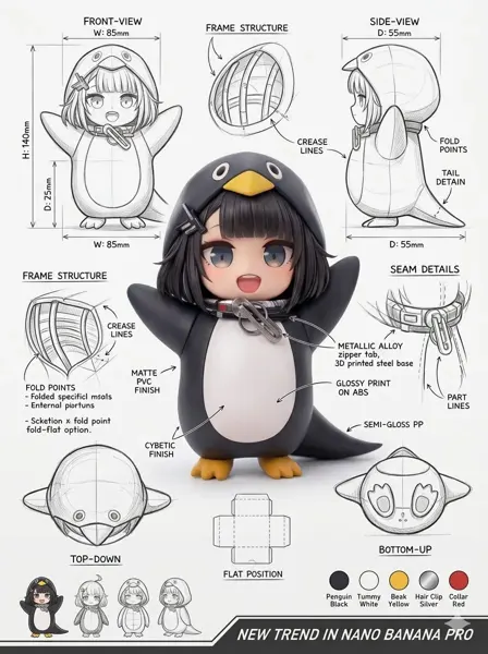 Penguin-Shaped Packaging Dieline Board sample image