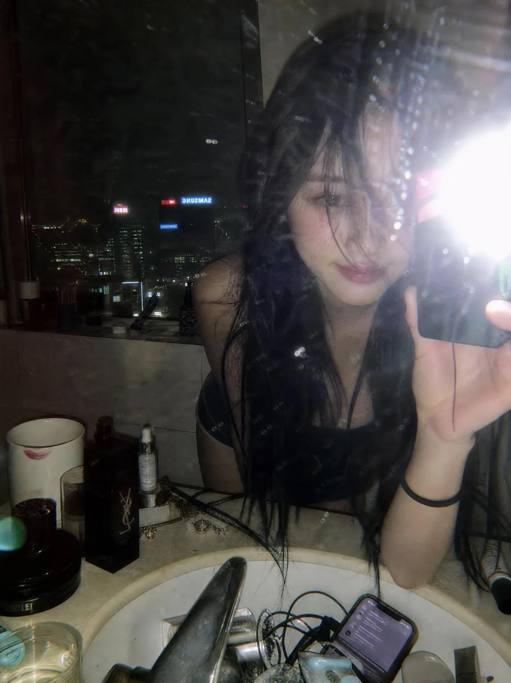 Y2K High-Rise Bathroom Mirror Selfie sample image