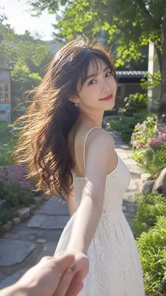 Summer Hand-Holding Cinematic Glance Portrait sample image