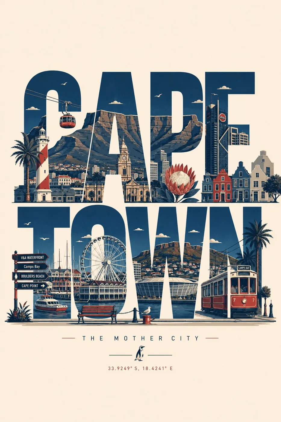 City Name Landmark Typographic Travel Poster sample image