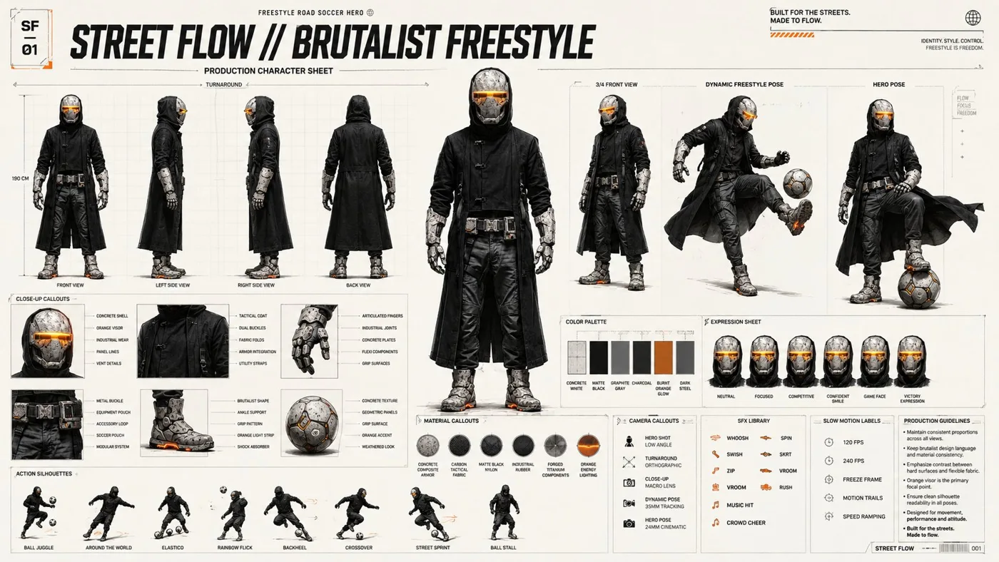 Brutalist Freestyle Character Design Sheet sample image