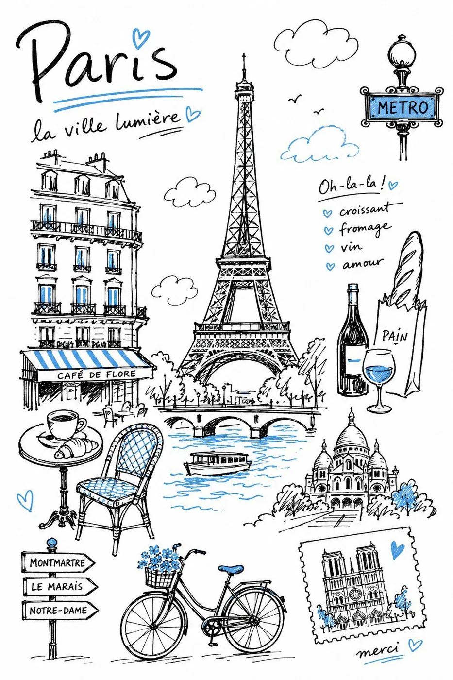 Monochrome Accent Travel Journal Illustration sample image