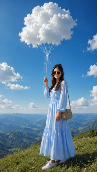 Cloud Balloon Mountain Ridge Travel Portrait sample image
