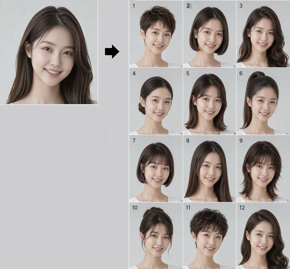 One Face Twelve Hairstyles Lookbook sample image