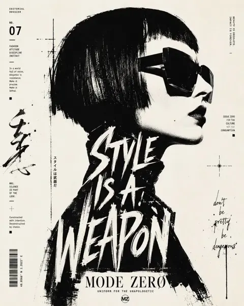 Black and White Typographic Profile Portrait Poster sample image