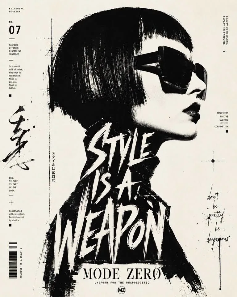 Black and White Typographic Profile Portrait Poster sample image